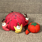 Vintage Oriental Large Silk Pincushion W  5 Children   Small Tomato Pincushion