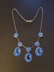 Czechoslavakia Signed Art Deco Antique Blue Color Change Glass Czech Necklace