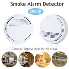 2 Pack Smoke Alarm Detector Home Fire Safety Sensor Alert Battery Included