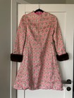 Rare Vintage Malcolm Starr Pink Gold Brocade Dress With Fur Cuffs