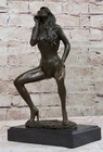 Art Deco Nude Female Signed Original  bronze Sculpture Hot Cast Figure  hand Made