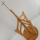 Vintage Wooden Modernist Church Sculpture W  Brass Cross Mid-century Style Decor