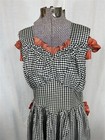 Antique Dress Long Evening  Black White Taffeta Red Trim Bust 34 Original 1940