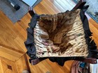 Vintage Folding Floor Sewing Basket Yarn Knitting Caddy Stand folding Wood Frame
