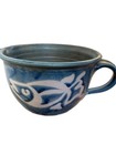 Handmade Mixing Bowl Studio Pottery Pour Spout Batter Artist Sign Blue Coastal