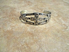 Attractive     Vintage Navajo Sterling Silver Stamped Design Bracelet Signed