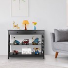 3 Tier Wood Console Table Entryway Table Narrow Sofa Side Table W drawer Black