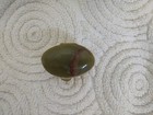 Vintage Italy Round Gold Plated Green Onyx Hinge Pill Snuff Lidded Trinket Box
