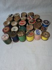 Lot Of 27 Vintage Wooden Sewing Thread Spools Large small Various Colors brands