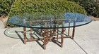 Authentic Mcguire Vintage Bamboo Dining Table  Oval Glass Top  Uship Delivery 