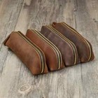 Handmade Genuine Leather Pencil Bag Retro Simple Stationery Holder Pen Case