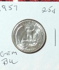 1957p  Washington Quarter   Gem Bu   Bright   1 Coin   Free Shipping