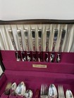 Vintage Oneida Community Morning Star Silverplate Flatware In Wood Case 54 Pcs