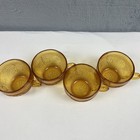 Vintage Pressed Indiana Glass Amber Tiara Sandwich Coffee Tea Mug Cup - Set Of 4