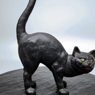 Hubley Style Black Cat Cast Iron Arched Back Tail Up Statue Doorstop Vintage