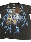 Vintage 90s Native American American Thunder Lightning Eagle Biker T Shirt Xl