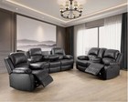 3pc Black Leather Reclining Sofa Loveseat Chair Living Room Set 5-seater