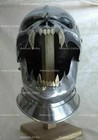 Steel Medieval Demonic Face Helmet Battle-ready Medieval Knight Helmet 18 Gauge