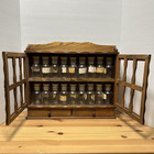 Vtg 1960s Rustic Spice Rack apothecary 18 Bottles Wall 2 Tier 2 Drawers 15    Wood