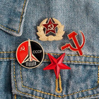 4 Pcs Red Star Hammer Sickle Enamel Pin Retro Ussr Symbol Brooch Soviet Union Ma