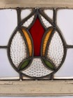 Antique Old English Leaded Stained Glass Window Salvage Original Frame 15x19   