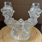 Bohemia Crystal-frosted-glass Dual Candleholder Elegant  glamour-vtg 60   s-70   s