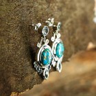 Turquoise   Topaz Earring Dangle 925 Sterling Silver Handmade Women Earrings