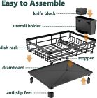 Stainless Steel Kitchen Dish Drying Rack W  Utensil Holder   Drain Board Durable
