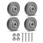 Heavy Duty Rubber Caster Wheels Set Of 4  4  Swivel Plate Casters 300lbs