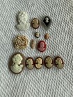 Vintage Cameo Cabochon Lot   13 Pcs Resin Portrait Cabochons For Jewelry Making