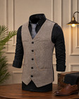 Men s 1920s Style Single Breasted Waistcoat Vest With Metal Chain Formal Casual