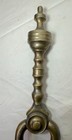 Antique 18th Century Wrought Iron Turned Brass English Fireplace Tongs Tool 3