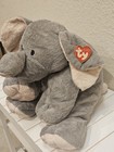 Ty Pluffies Winks Elephant Plush Gray Pink 19  Stuffed Animal W  Tags Very Clean
