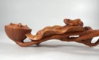 Chinese Hand Carved Boxwood Lotus Stem Ruyi Scepter Wood W  Frog 8 5 l