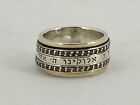 Judaica Silver Spinner Rotating Ring Garnet Stones Hebrew Shema Ysrael