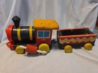 Vintage 1960s Fisher Price 4 Pc Huffy Puffy Train  999 Wood Wooden Pull Toy