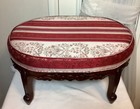 Vintage Chinese Wood Carved Oval Foot Stool 21 5   l X 16 5   w  X 11   h