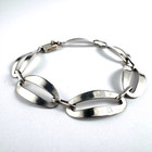 Vintage Sterling Silver 925 Taxco Modernist Geometric Oval Link Bracelet