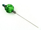 Antique Vintage Ladies Chinese Hat Pin Green Overlay Carved Peking Glass   Ducks