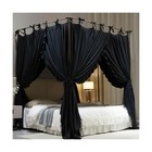 4 Corners Post Princess Curtain Bed Canopy Double Layer Cozy Mosquito Net Mes   