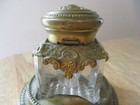 Antique Ormolu Fancy Hinged Inkwell Pat  Dec  18   97 Very Nice 