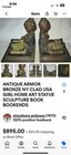 Pair Vintage Antique Heavy Bronze Sitting Girl Bookends