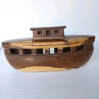 Vintage African Hand Carved Wooden Noahs Ark Animal Figurine Set Kenyan Folk Art