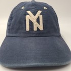 Vintage New York Black Yankees Hat Strapback  fits Small  Blue Marlin Blue White
