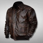 Men   s A-2 Aviator Air Force Pilot Leather Jacket- Aviator A2 Flight Bomber Gift