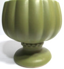 Vintage Mccoy Pottery Floraline Pedestal Planter Pot   491 Matte Avocado Green 1