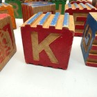 Vintage Wooden Alphabet Blocks Set 16 Pcs Carved Letters Animals Rustic Toys