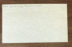 Dan Quisenberry Autograph Signed 3 X 5 Index Card - Royals