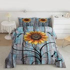 Yellow Sunflower Comforter Set butterfly Bedding Set Rustic King Pattern 14