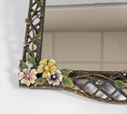 Olivia   Gracie Mirror Glass Tray Vanity Czech Crystal Floral Ornate Bee 12 5in